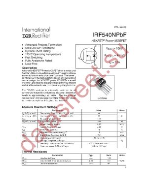 IRF540NPBF datasheet  